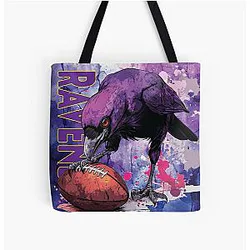 Baltimore Ravens being possessive of the ball. All Over Print Tote Bag