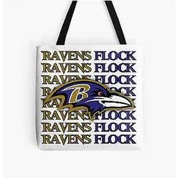 Baltimore Ravens Flock All Over Print Tote Bag