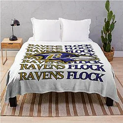 Baltimore Ravens Headed Flock Throw Blanket
