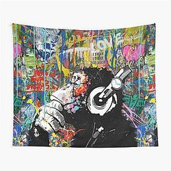 Banksy Urban Contemporary Street Art DJ Chimp Tapestry