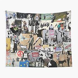 Banksy Collage Tapestry