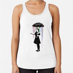 Banksy Girl With Umbrella T Shirt Racerback Tank