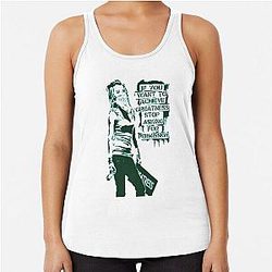 Banksy quote graffiti If you want to achieve greatness Stop asking for permission black and white Racerback Tank Top