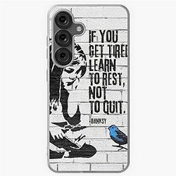 Banksy Inspired Girl Sitting Looking at a Blue Bird Soft Case