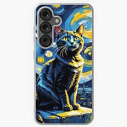 If Banksy Met Van Gogh - A Cat in The Starry Night Samsung Galaxy Case