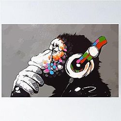 Banksy Monkey Thinker Poster