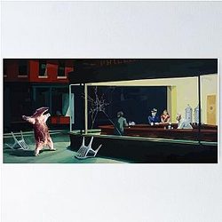 Banksy Nighthawks anteater Edward Hopper Poster