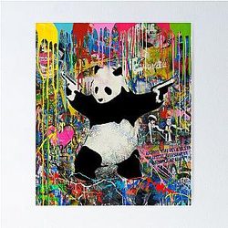 Panda with Guns Stick 'Em Up - Pop Street Art Banksy Poster