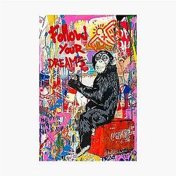 Banksy Monkey Follow Your Dream Photographic Print