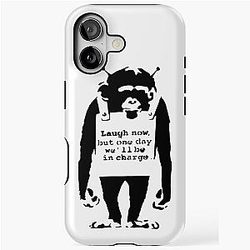 Banksy monkey. Laugh We'll Be In Charge iPhone Case