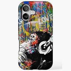 Monkey Thinker - Banksy Colorfull Street Art - DJ Chimp iPhone Case