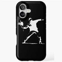 Stencil Banksy Man throwing flowers Tough Case