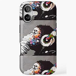 Banksy DJ Monkey Thinker with Headphones iPhone Case