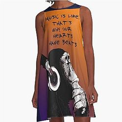 Music is life. That's why our heart beats - Banksy Art Quote A-Line Dress