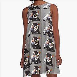 Banksy DJ Monkey Thinker with Headphones Aline Dress
