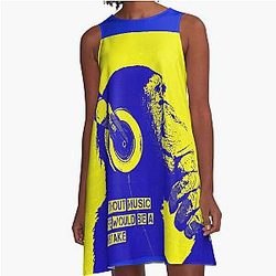 Without Music Life Would Be A Mistake Banksy Art Quote A Line Dress