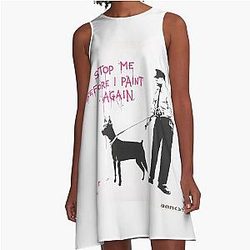 Banksy Stop Me Before I Paint Again A-Line Dress