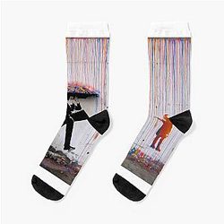 Banksy Umbrella Girl Socks