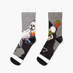 Banksy DJ Monkey Thinker with Headphones Socks