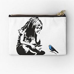 Girl with Blue Bird Banksy Graffiti Hull city centre Zipper Pouch