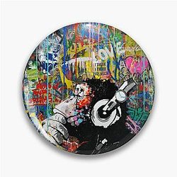 Monkey Thinker - Banksy Urban Colourful Street Art - DJ Chimp Pin