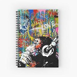 Monkey Thinker - Banksy Urban Street Art - DJ Chimp Spiral Notebook