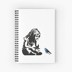 Girl with a Blue Bird Graffiti in Hull city centre