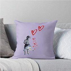 Banksy style urban street art child love throw pillow
