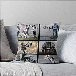 Banksy Merchandise, Banksy Art Montage Throw Pillow