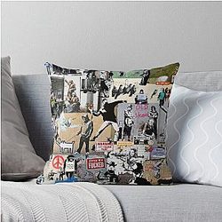 Banksy Collage Pillow