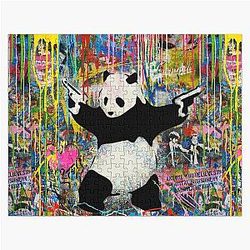 Panda with Guns Stick 'em Up - Urban Pop Art Banksy Jigsaw Puzzle