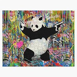 Panda With Gun Stick Up - Pop Street Art Banksy Jigsaw Puzzle