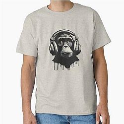 Banksy DJ Monkey Thinker with Headphones T-Shirt