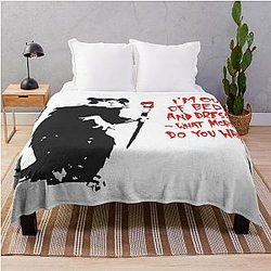 Out of Bed Rat Banksy Throw Blanket