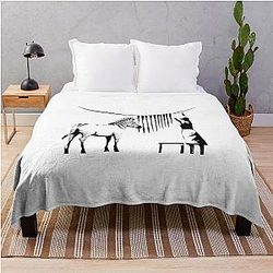 Banksy Girl with Zebra Throw Blanket