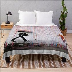 Banksy Umbrella Rainbow Throw Blanket