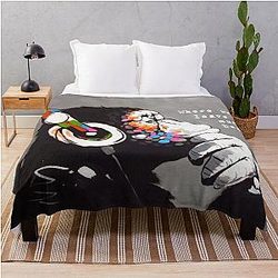 Where words leave off music begins: Banksy Art and Music Quote Throw Blanket