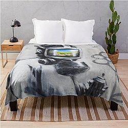 Banksy Gas Mask Boy Art Throw Blanket