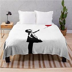 Banksy Girl with Balloon Throw Blanket