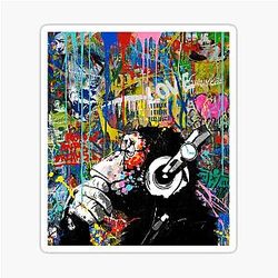 Monkey Thinker - Banksy Urban Contemporary Colorful Street Art Sticker