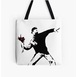 Banksy Flower Thrower All Over Print Tote Bag