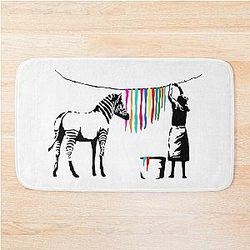Zebra Stripes Banksy Graffiti Bath Mat
