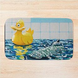 Banksy Painting Rubber Duck Shark Bath Mat