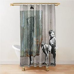 Banksy Peeping Boys Shower Curtain