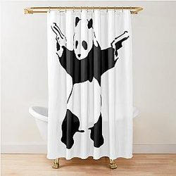 Banksy Panda with Guns Shower Curtain