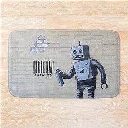 Banksy Cheeky Robot Bath Mat
