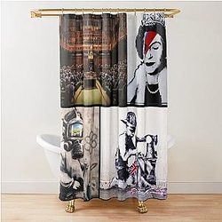 Banksy Merchandise Banksy Art Montage Shower Curtain