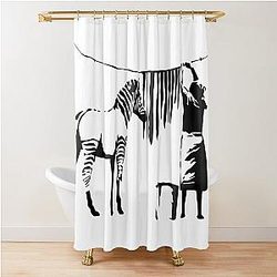 Zebra Wash Stencil Banksy Shower Curtain