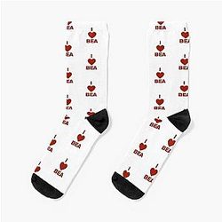 I Heart Bea Beabadoobee Maroon Typography Socks