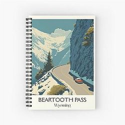 Beartooth Pass Wyoming Poster - Vintage All American Road Scenic Drive Art Spiral Notebook